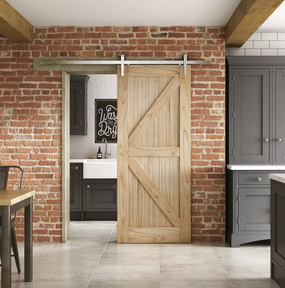 Jeld-Wen Grange Unfinished Mindi Oak Wooden Cottage Internal Sliding Barn Door 2073 X 862mm 3 Jeld-Wen Grange Unfinished Mindi Oak Wooden Cottage Internal Sliding Barn Door 2073 X 862mm