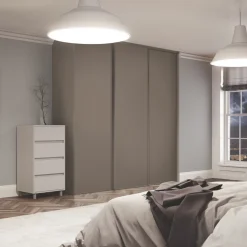 Spacepro Classic 3-Door Sliding Wardrobe Door Kit Stone Grey Frame Stone Grey Panel 2216 X 2260mm -ClearAmber shop 916GK A1