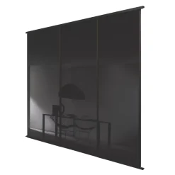 Spacepro Classic 3-Door Framed Glass Sliding Wardrobe Doors Black Frame Black Panel 2672 X 2260mm