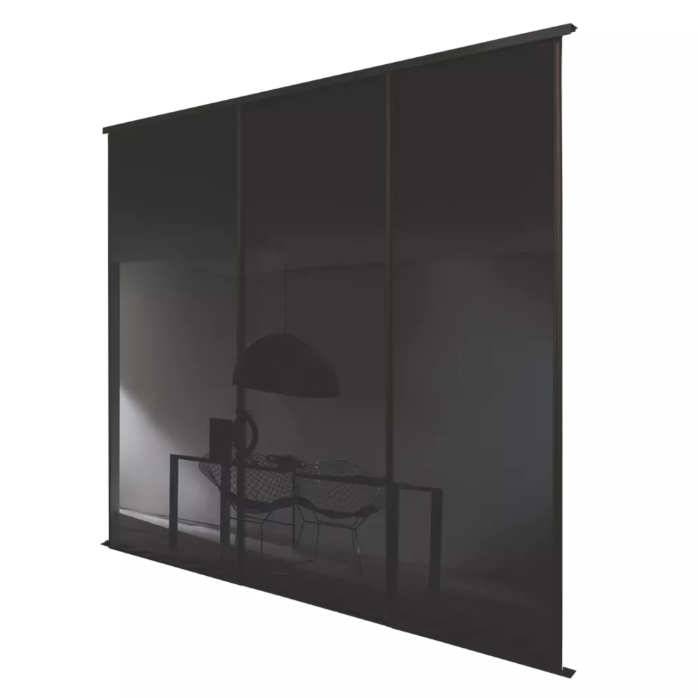 Spacepro Classic 3-Door Framed Glass Sliding Wardrobe Doors Black Frame Black Panel 2672 X 2260mm 3 Spacepro Classic 3-Door Framed Glass Sliding Wardrobe Doors Black Frame Black Panel 2672 X 2260mm