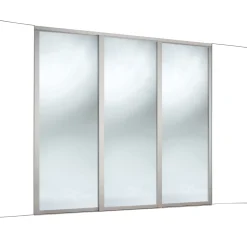 Spacepro 3-Door Sliding Wardrobe Door Kit Dove Grey Frame Mirror Panel 2592 X 2260mm -ClearAmber shop 927KF A1