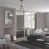 Spacepro 3-Door Sliding Wardrobe Door Kit Dove Grey Frame Mirror Panel 2592 X 2260mm -ClearAmber shop 927KF P