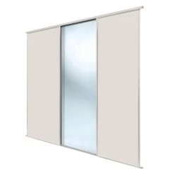 Spacepro Classic 3-Door Sliding Wardrobe Door Kit Cashmere Frame Cashmere / Mirror Panel 2672 X 2260mm
