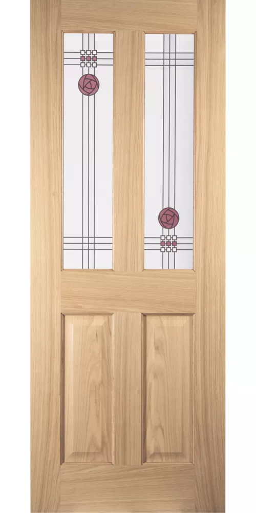 Jeld-Wen Mackintosh 2-Semi-Translucent Light Unfinished Oak Veneer Wooden 4-Panel Internal Door 1981 X 762mm 4 Jeld-Wen Mackintosh 2-Semi-Translucent Light Unfinished Oak Veneer Wooden 4-Panel Internal Door 1981 X 762mm - Image 2