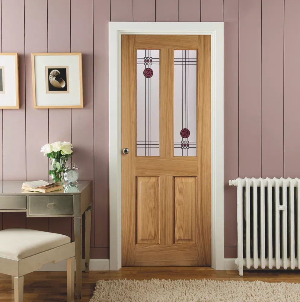 Jeld-Wen Mackintosh 2-Semi-Translucent Light Unfinished Oak Veneer Wooden 4-Panel Internal Door 1981 X 762mm 3 Jeld-Wen Mackintosh 2-Semi-Translucent Light Unfinished Oak Veneer Wooden 4-Panel Internal Door 1981 X 762mm