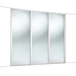 Spacepro 3-Door Sliding Wardrobe Door Kit White Frame Mirror Panel 2136 X 2260mm -ClearAmber shop 943KF A1