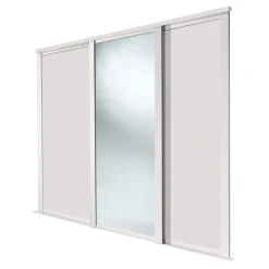 Spacepro Shaker 3-Door Sliding Wardrobe Door Kit Cashmere Frame Cashmere / Mirror Panel 2592 X 2260mm