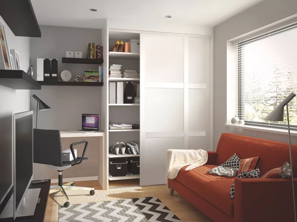 Spacepro Shaker 1-Door Sliding Wardrobe Door White Frame White Panel 914 X 2260mm 4 Spacepro Shaker 1-Door Sliding Wardrobe Door White Frame White Panel 914 X 2260mm - Image 2