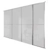Spacepro Minimalist 4-Door Sliding Wardrobe Door Kit Silver Frame Grey Glass Panel 2416 X 2260mm -ClearAmber shop 958GP P