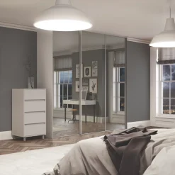 Spacepro Classic 3-Door Sliding Wardrobe Door Kit Cashmere Frame Mirror Panel 1760 X 2260mm -ClearAmber shop 963GK A1