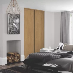 Spacepro Classic 2-Door Sliding Wardrobe Door Kit Oak Frame Oak Panel 1793 X 2260mm 6 Spacepro Classic 2-Door Sliding Wardrobe Door Kit Oak Frame Oak Panel 1793 X 2260mm -ClearAmber shop 973GK A1