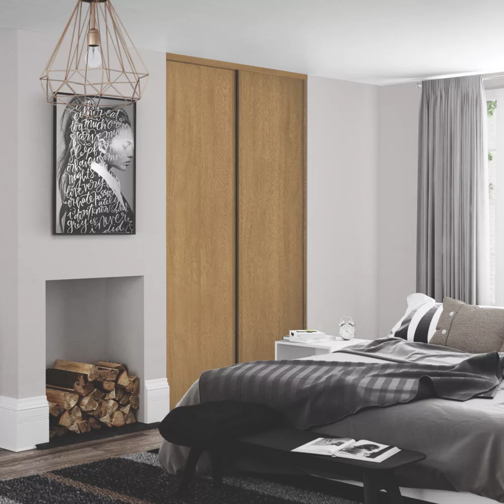 Spacepro Classic 2-Door Sliding Wardrobe Door Kit Oak Frame Oak Panel 1793 X 2260mm 4 Spacepro Classic 2-Door Sliding Wardrobe Door Kit Oak Frame Oak Panel 1793 X 2260mm - Image 2