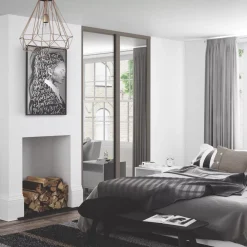 Spacepro Shaker 2-Door Sliding Wardrobe Door Kit Stone Grey Frame Mirror Panel 1145 X 2260mm -ClearAmber shop 979GK A1