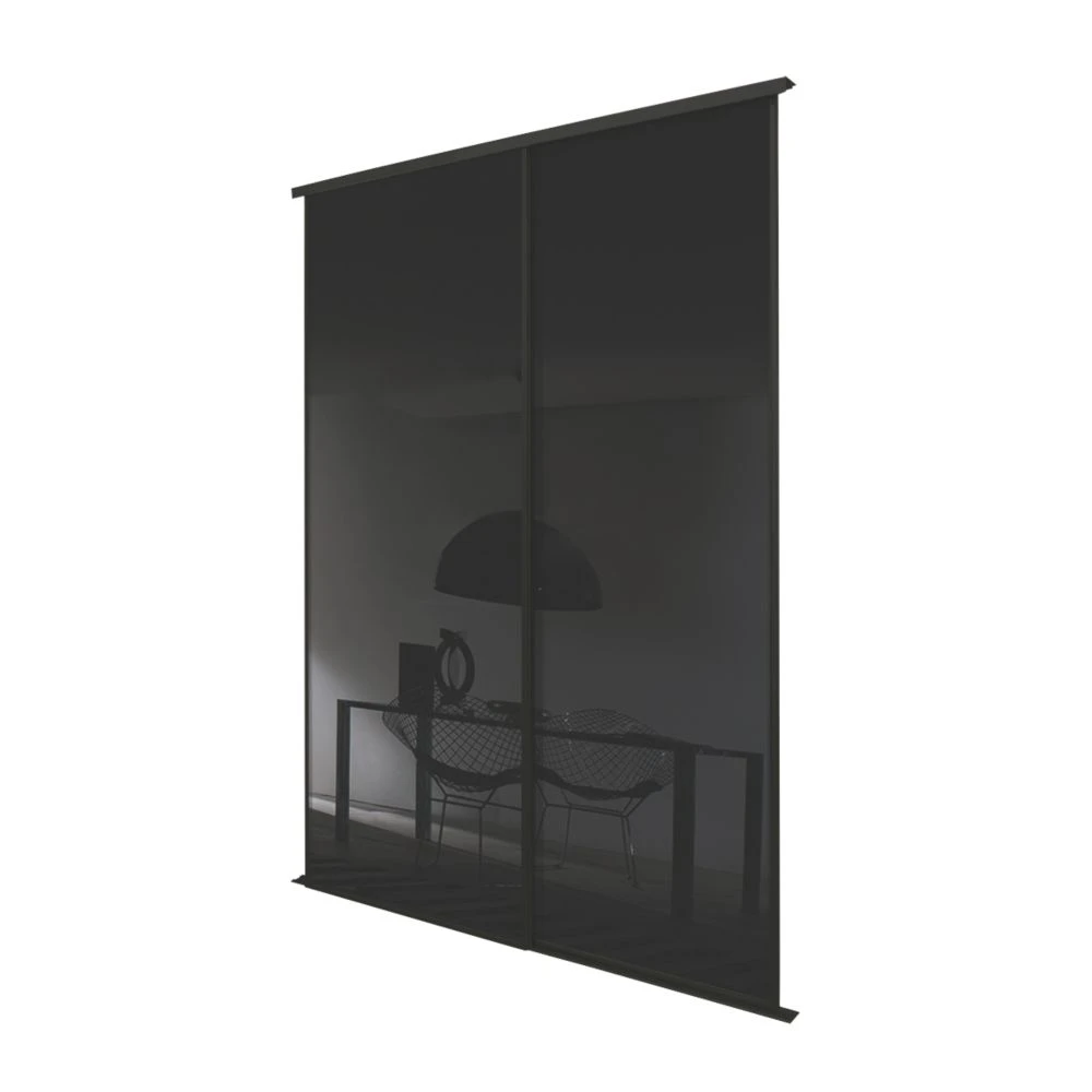 Spacepro Classic 2-Door Framed Glass Sliding Wardrobe Doors Black Frame Black Panel 1489 X 2260mm 4 Spacepro Classic 2-Door Framed Glass Sliding Wardrobe Doors Black Frame Black Panel 1489 X 2260mm - Image 2