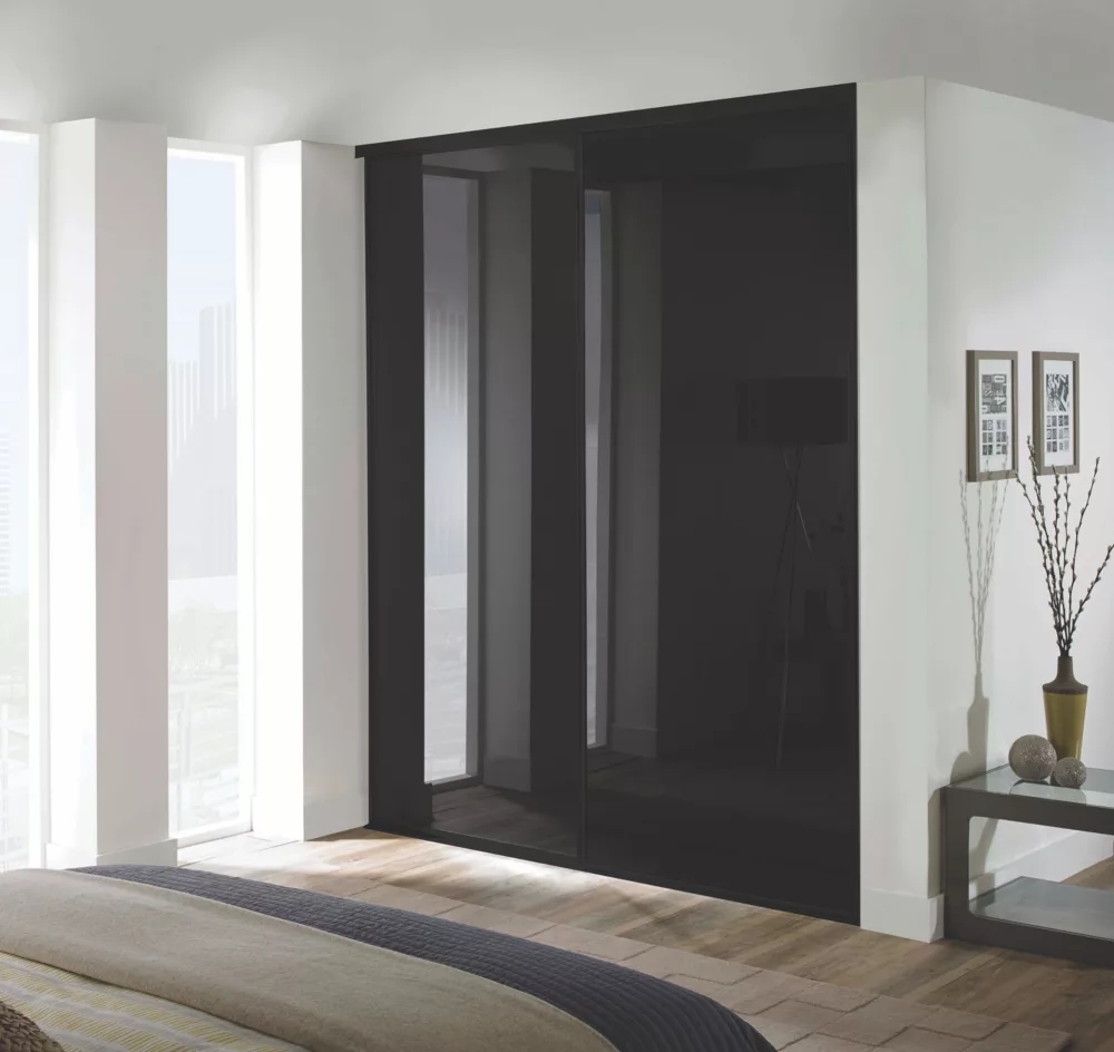 Spacepro Classic 2-Door Framed Glass Sliding Wardrobe Doors Black Frame Black Panel 1489 X 2260mm 6 Spacepro Classic 2-Door Framed Glass Sliding Wardrobe Doors Black Frame Black Panel 1489 X 2260mm - Image 4