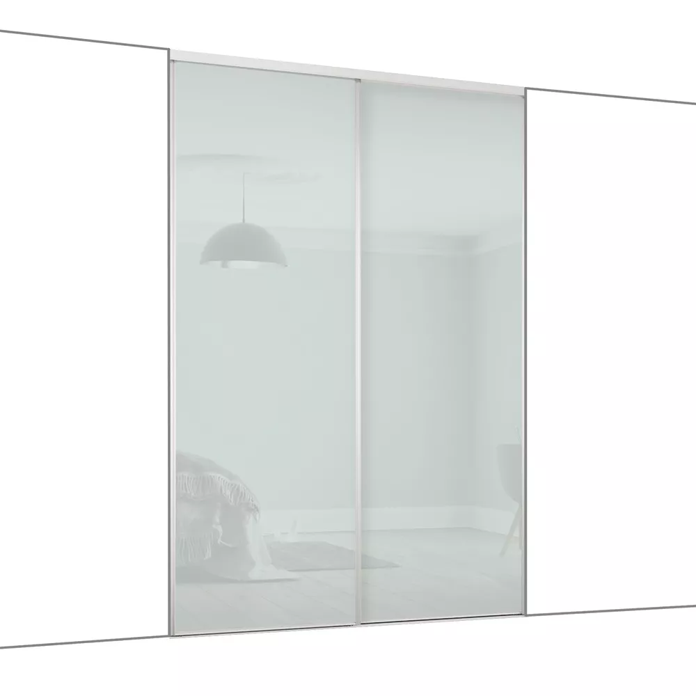Spacepro Classic 2-Door Sliding Wardrobe Door Kit Silver Frame Arctic White Panel 1185 X 2260mm 3 Spacepro Classic 2-Door Sliding Wardrobe Door Kit Silver Frame Arctic White Panel 1185 X 2260mm